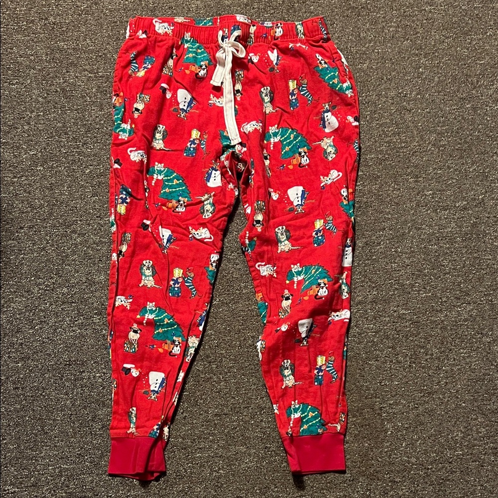 Old Navy Red Kids Pajama Bottoms with Holiday Print